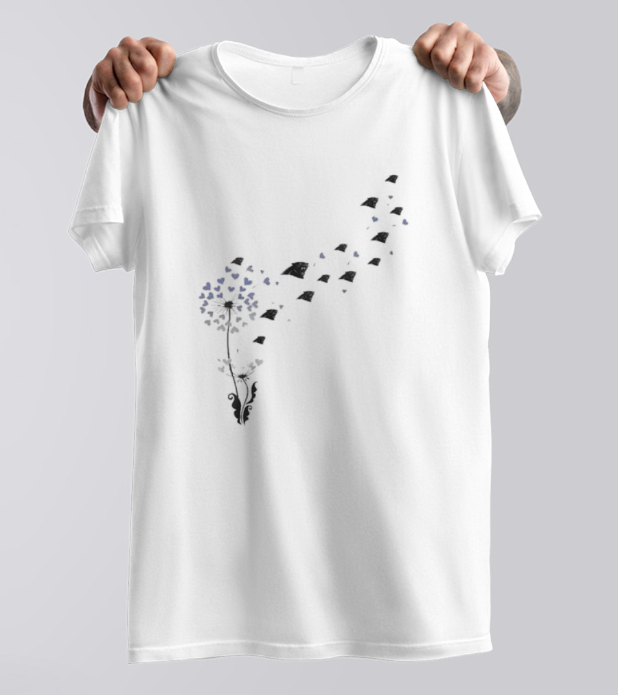 Carolina Panthers Floral Dandelion NFL Team Logo Hearts T-Shirt