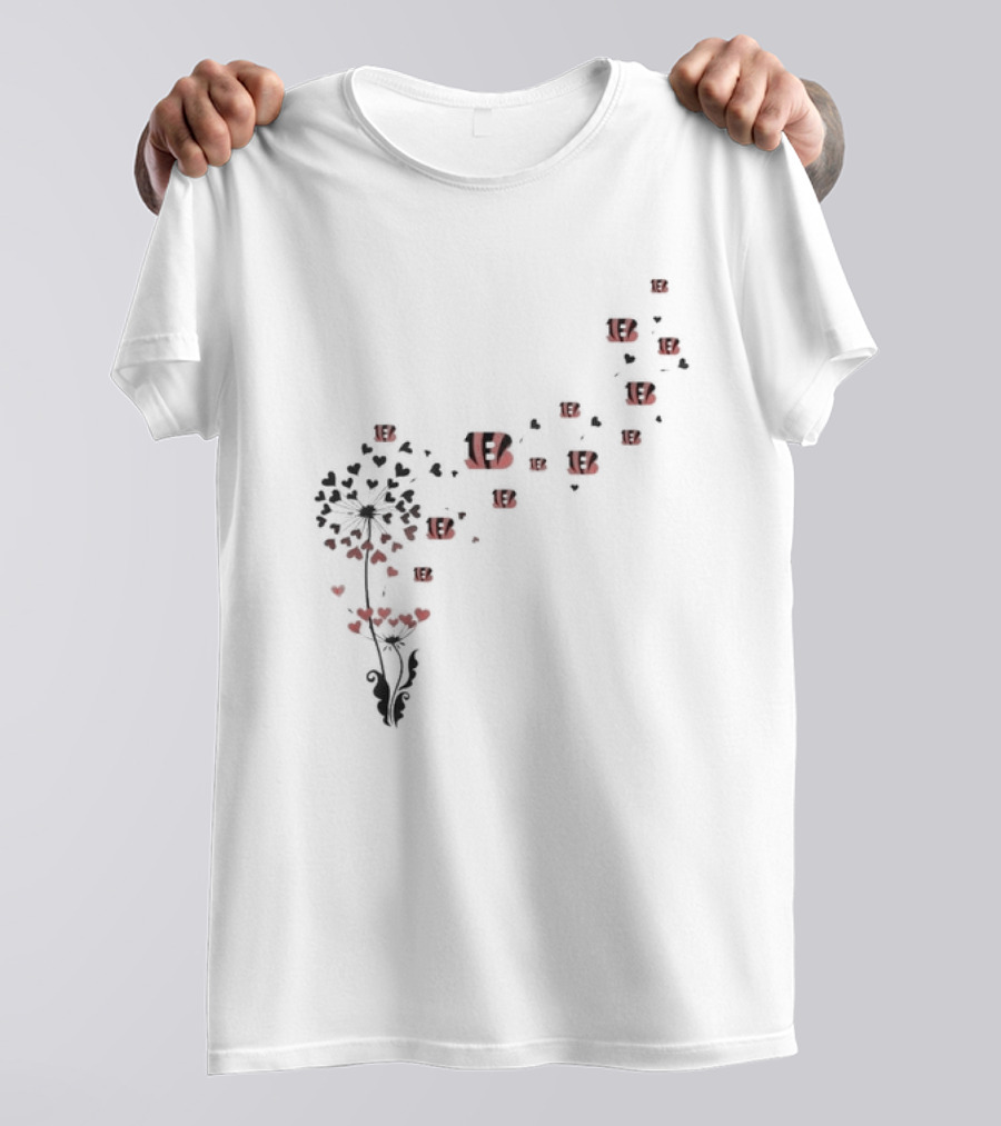 Cincinnati Bengals Dandelion Hearts Logo T-Shirt