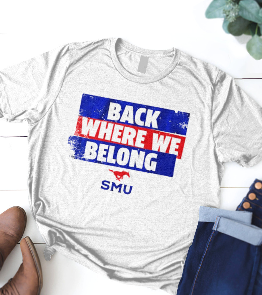 SMU Back Where We Belong Red Mustang T-Shirt