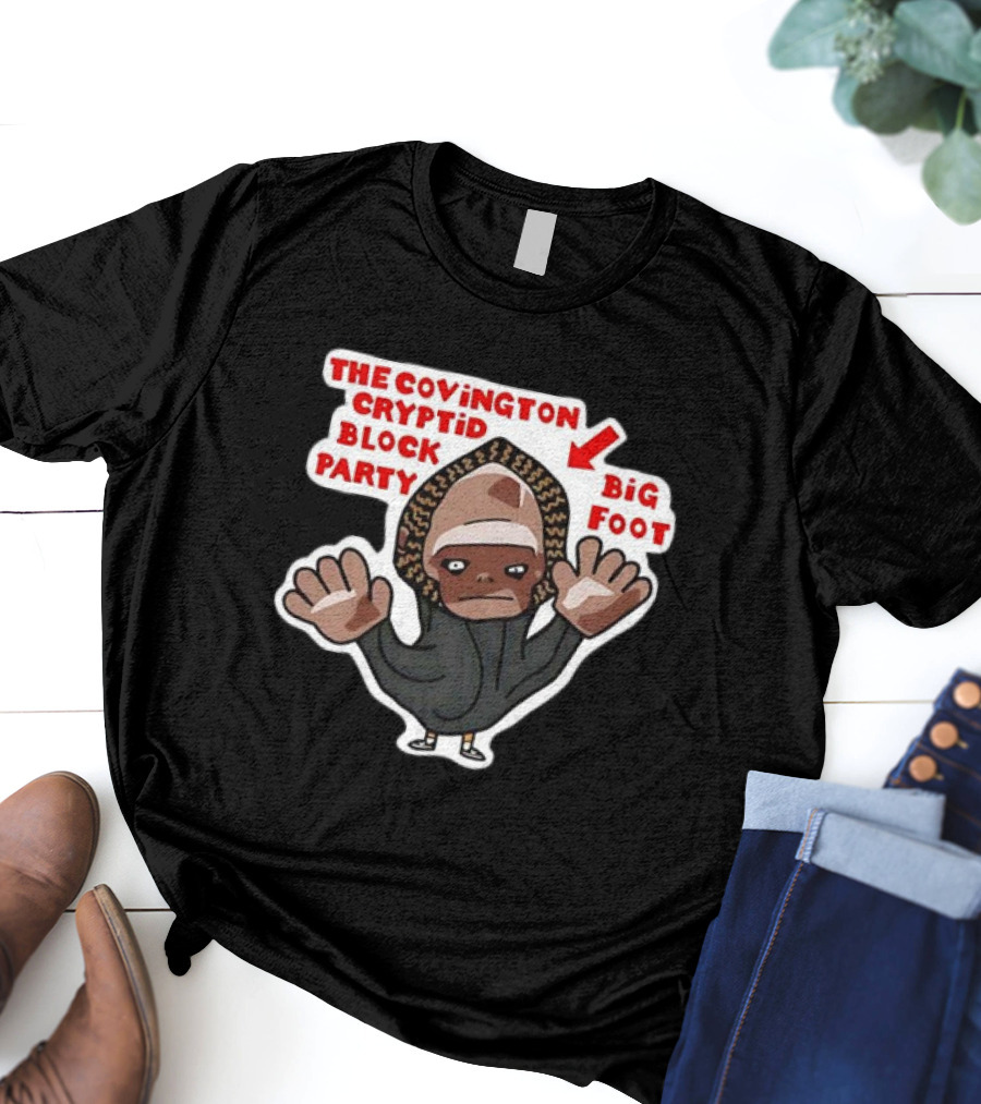 The Covington Cryptid Block Party Bigfoot Character T-Shirt