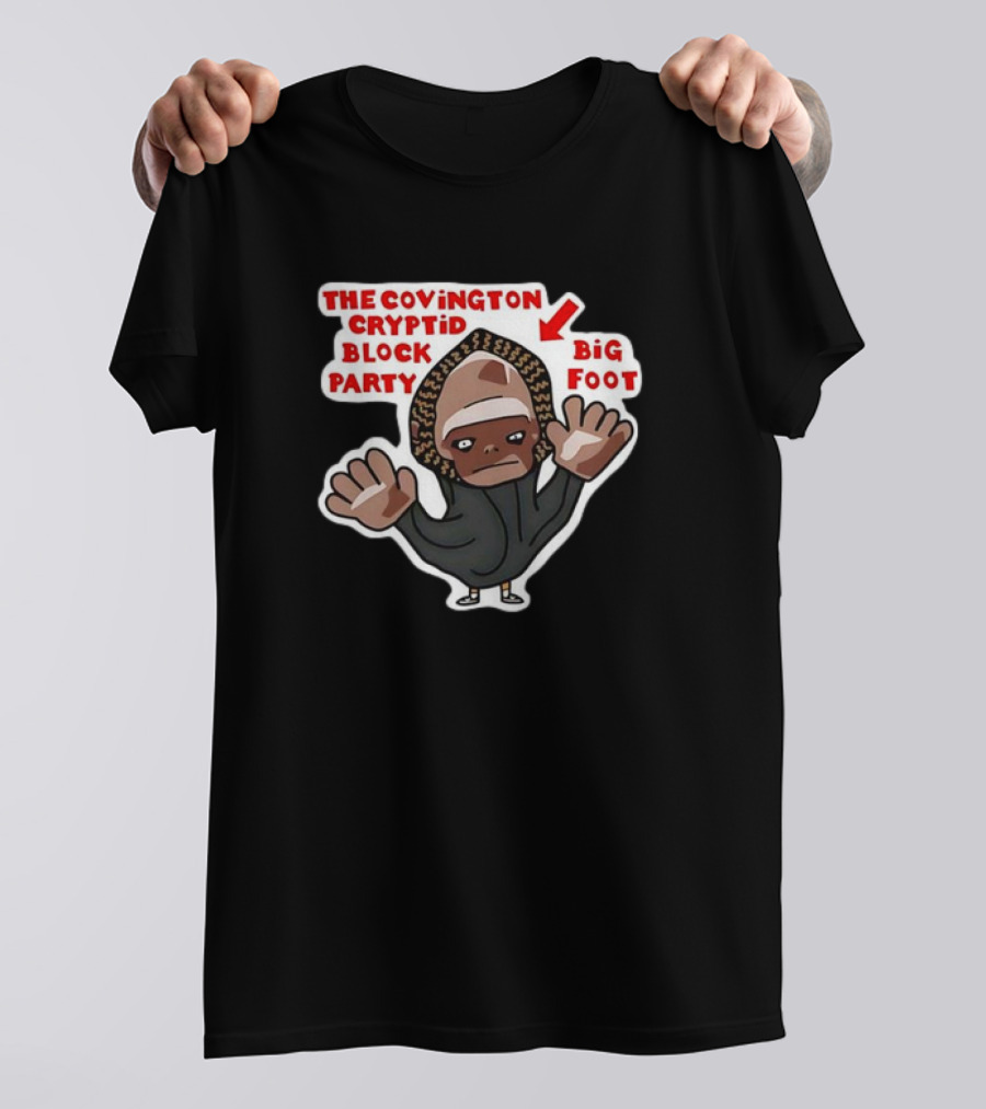 The Covington Cryptid Block Party Bigfoot Character T-Shirt