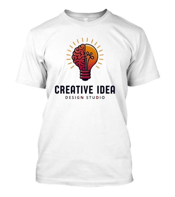 Creative Idea Brain And Lightbulb Design Studio Concept T-Shirt
