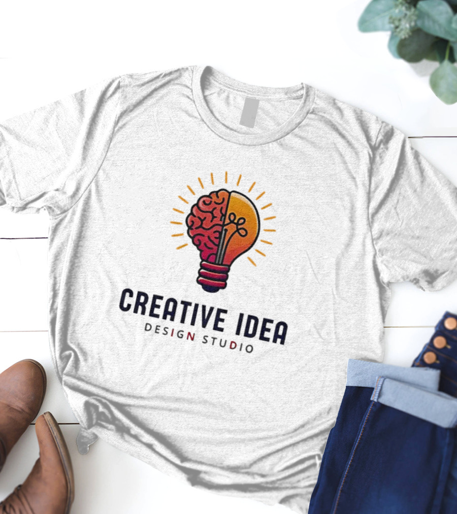 Creative Idea Brain And Lightbulb Design Studio Concept T-Shirt