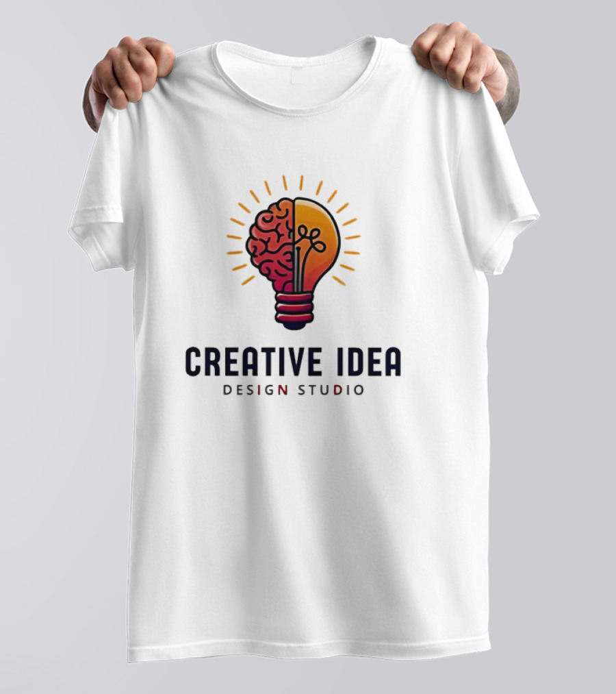 Creative Idea Brain And Lightbulb Design Studio Concept T-Shirt