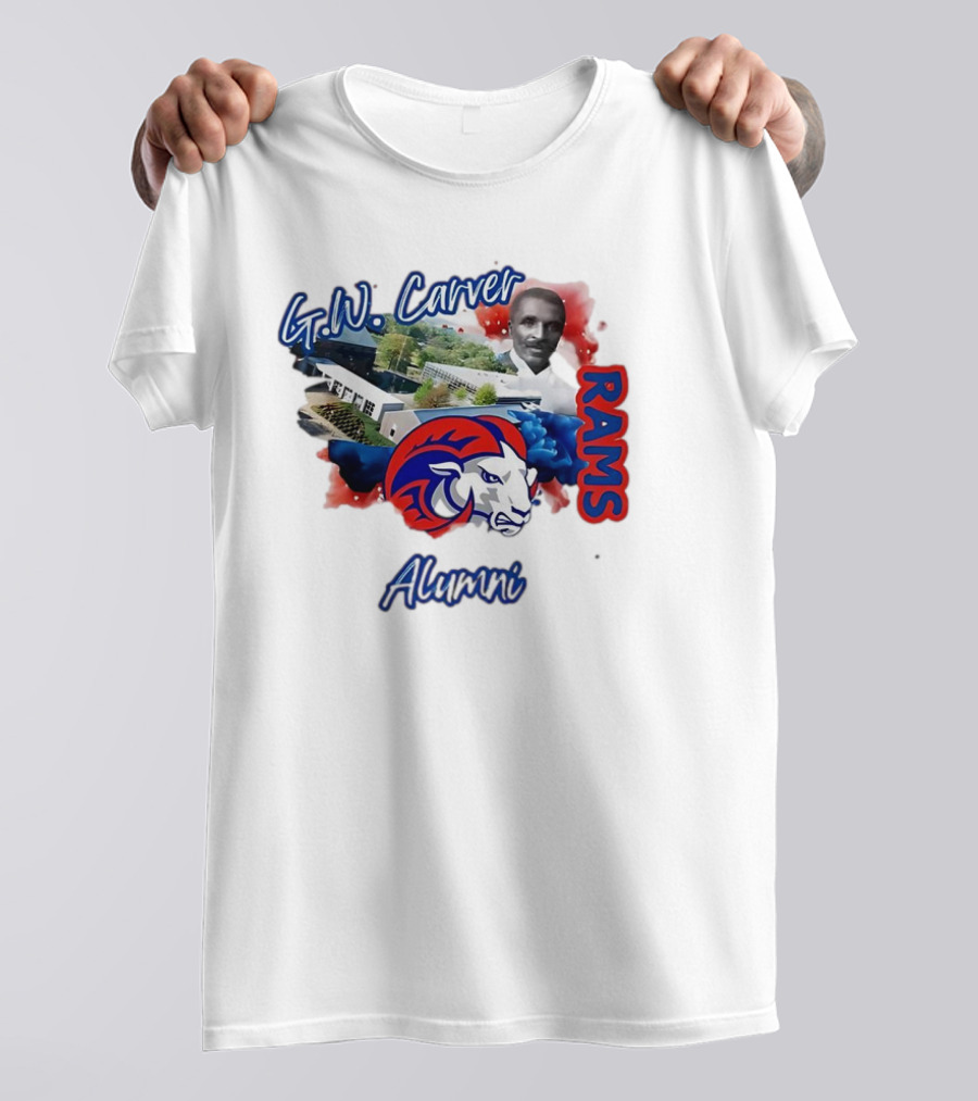 G.W. Carver RAMS Alumni With School Building And Historical Figure T-Shirt