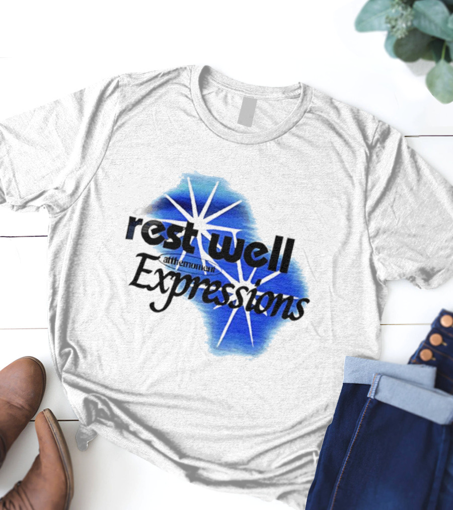 Rest Well Expressions At The Moment Retro Starburst Blue T-Shirt
