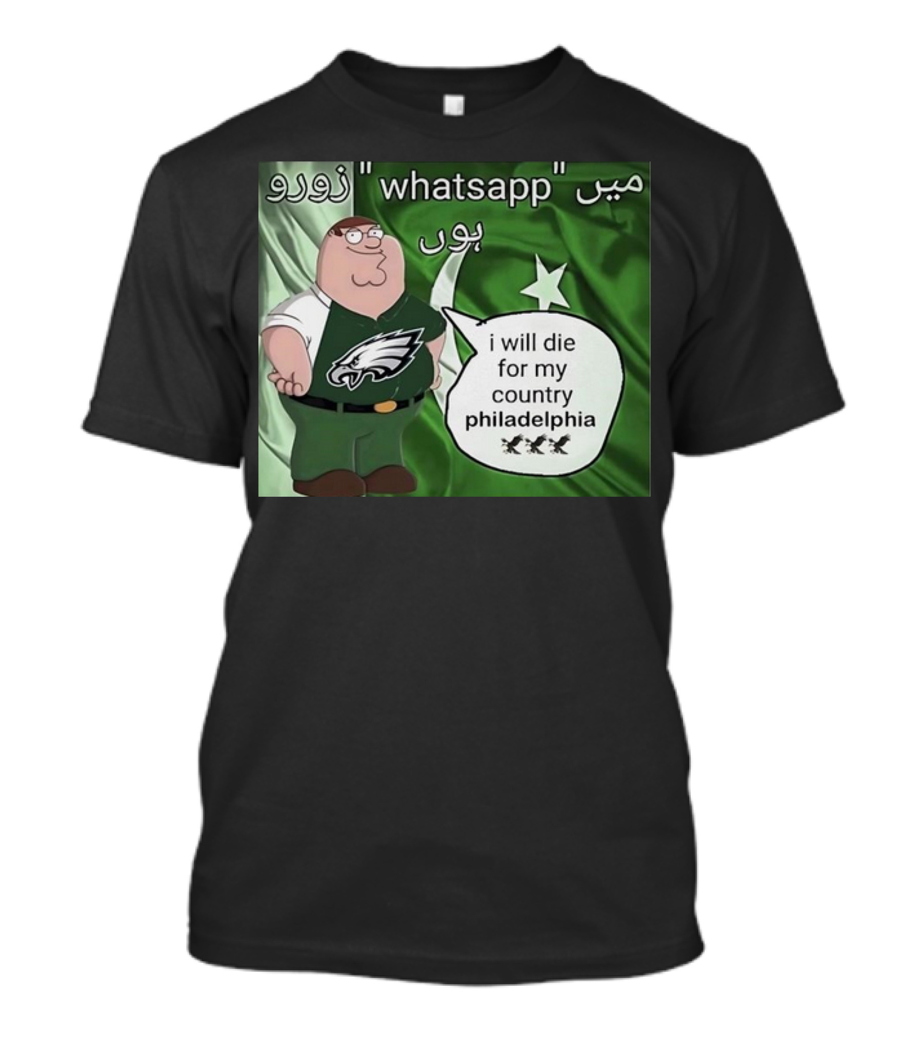Peter Griffin Philadelphia Eagles I Will Die For My Country Pakistan Flag WhatsApp T-Shirt
