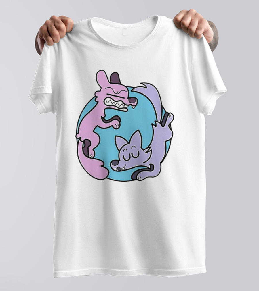 Ac Stuart Two Wolves Yin Yang Pastel T-Shirt