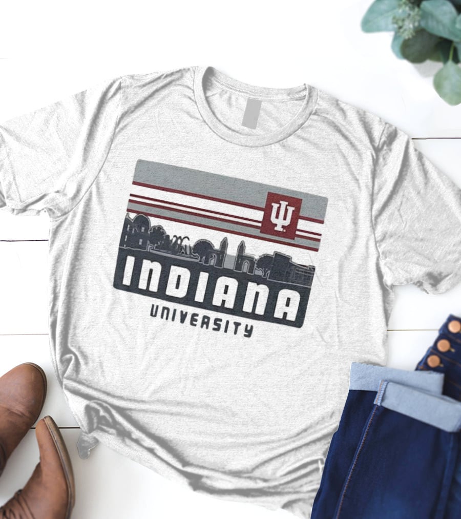 Indiana Hoosiers University Campus Skyline IU Logo Retro T-Shirt