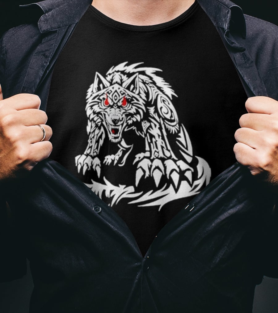 Jacob Fatu Wolf Classic Tribal Red Eyes T-Shirt