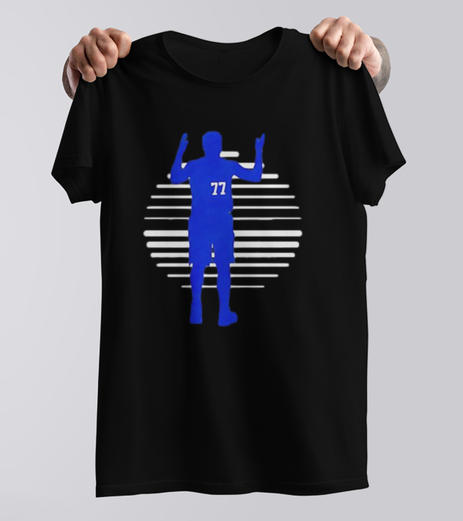Luka Doncic 77 Retro Basketball Silhouette Lines T-Shirt