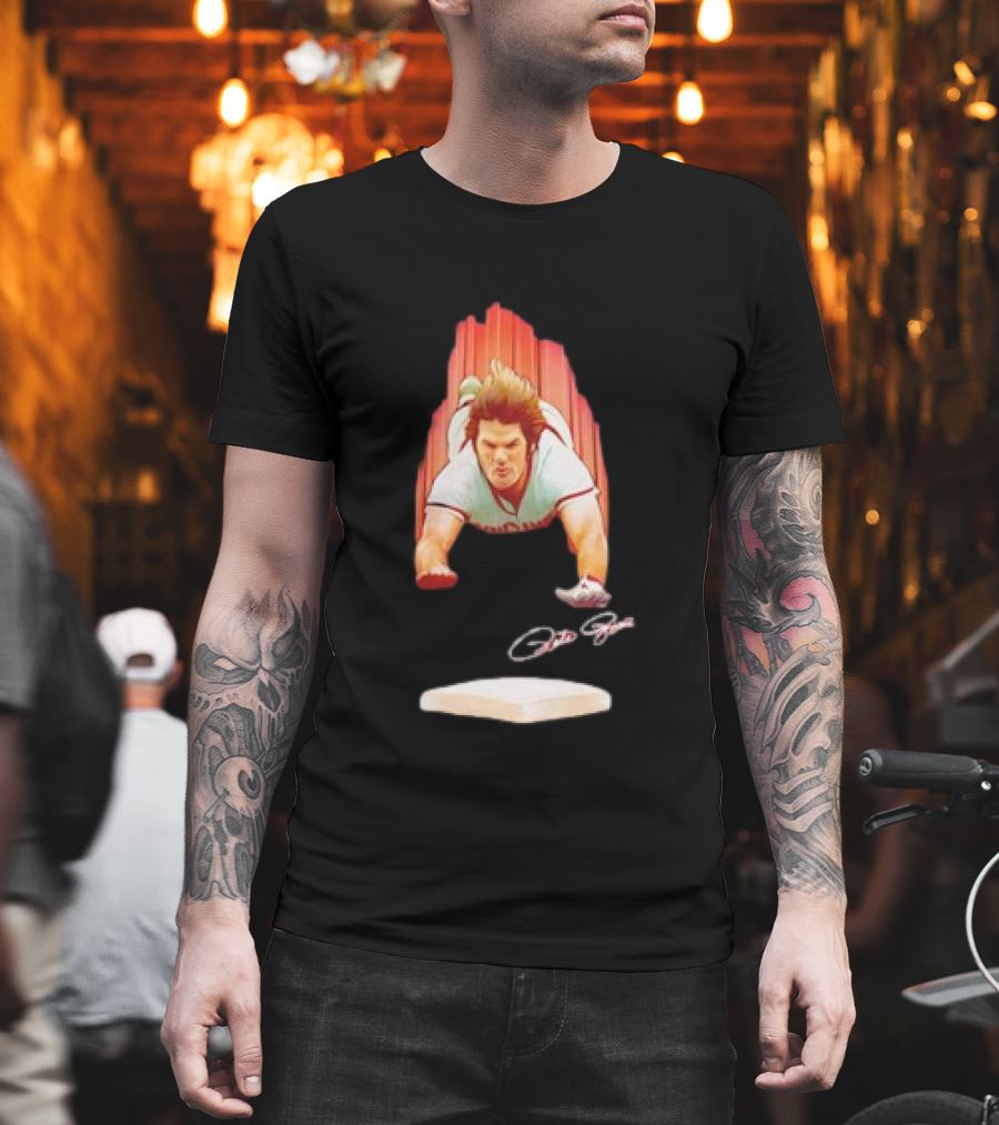 PETE ROSE Cincinnati Sliding Signature Baseball Legend T-Shirt