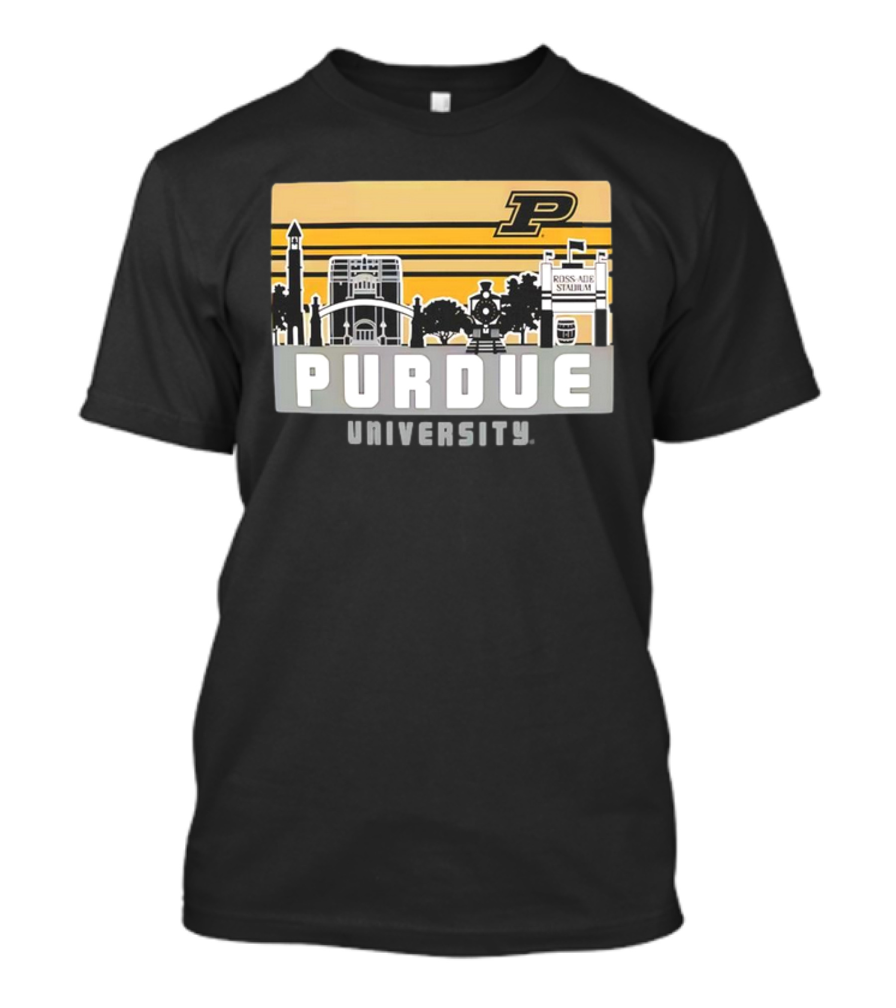 Purdue Boilermakers University Ross-Ade Stadium Campus Skyline Retro T-Shirt