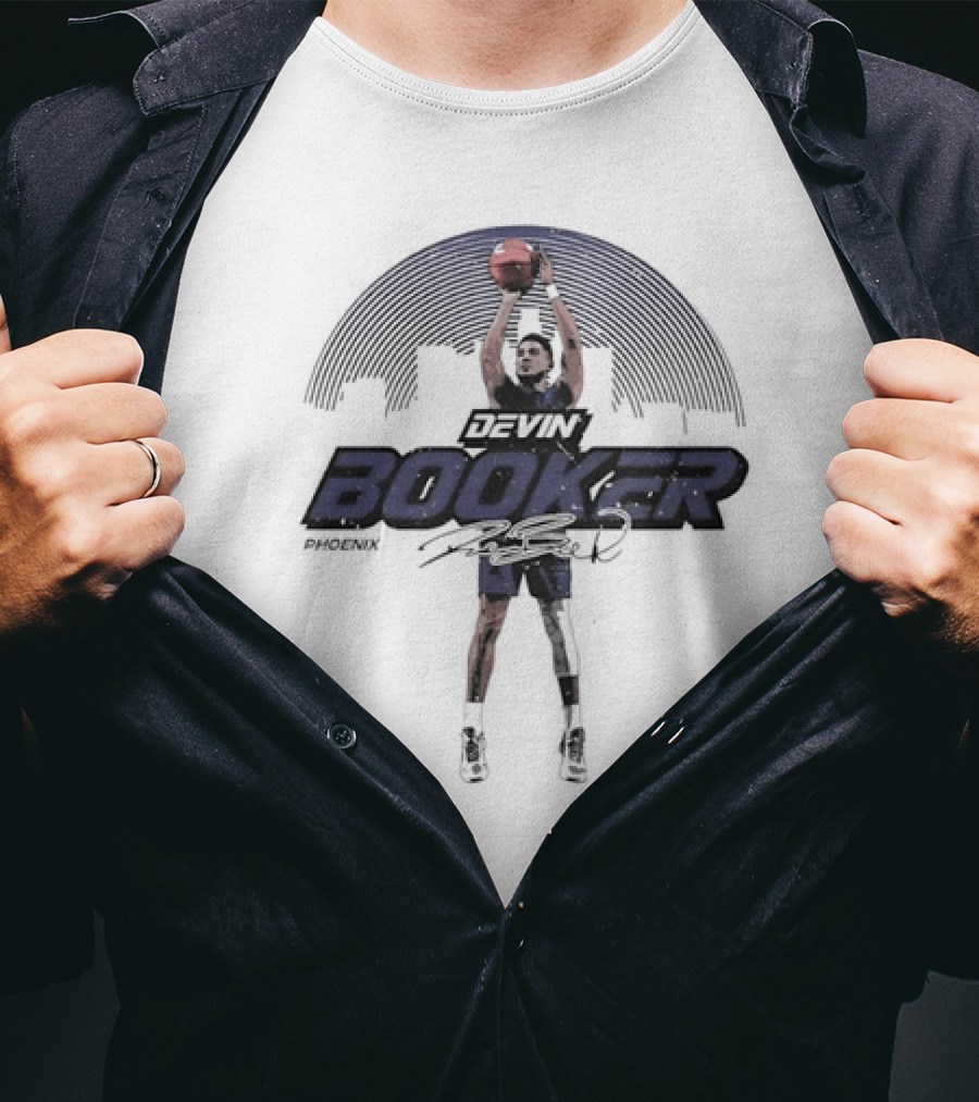 Devin Booker Phoenix Skyline Basketball Signature T-Shirt