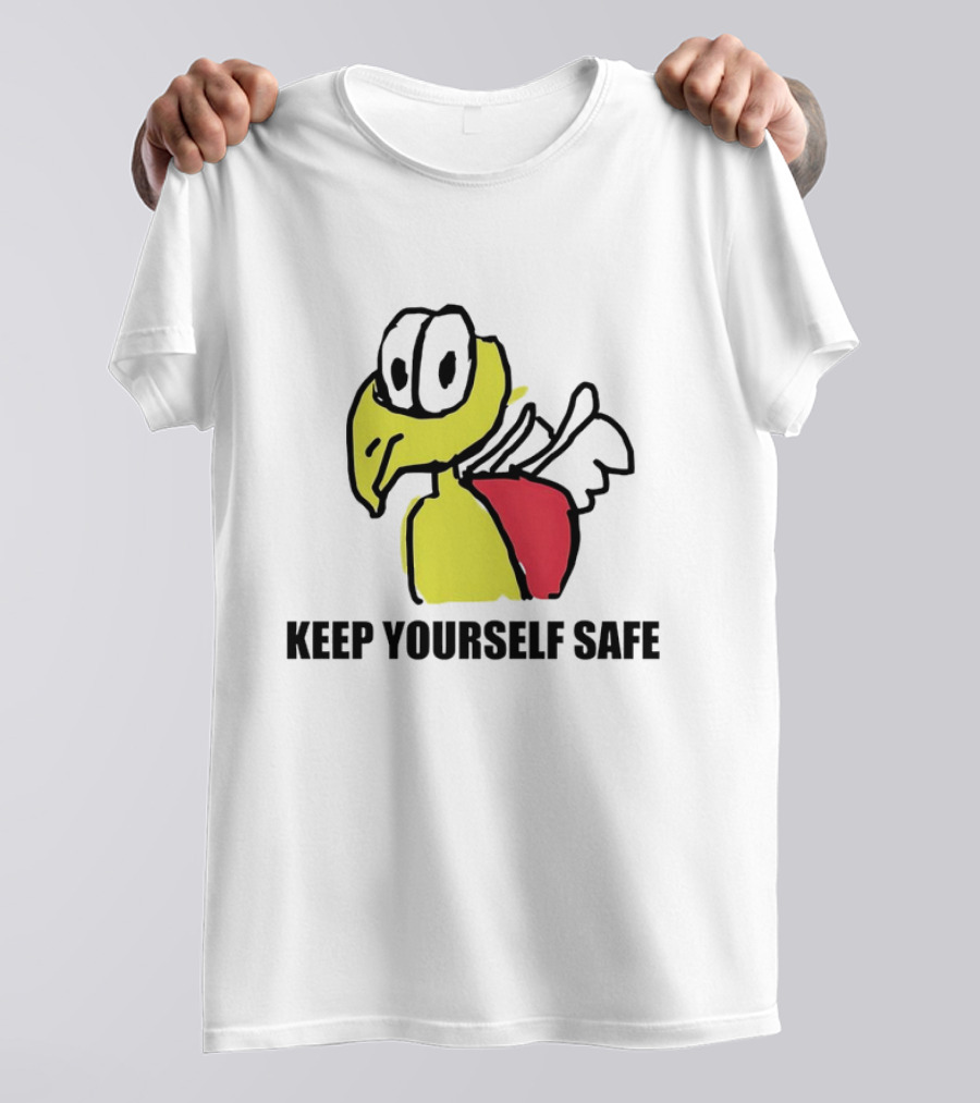 Keep Yourself Safe Bird With White Wings And Red Patch T-Shirt