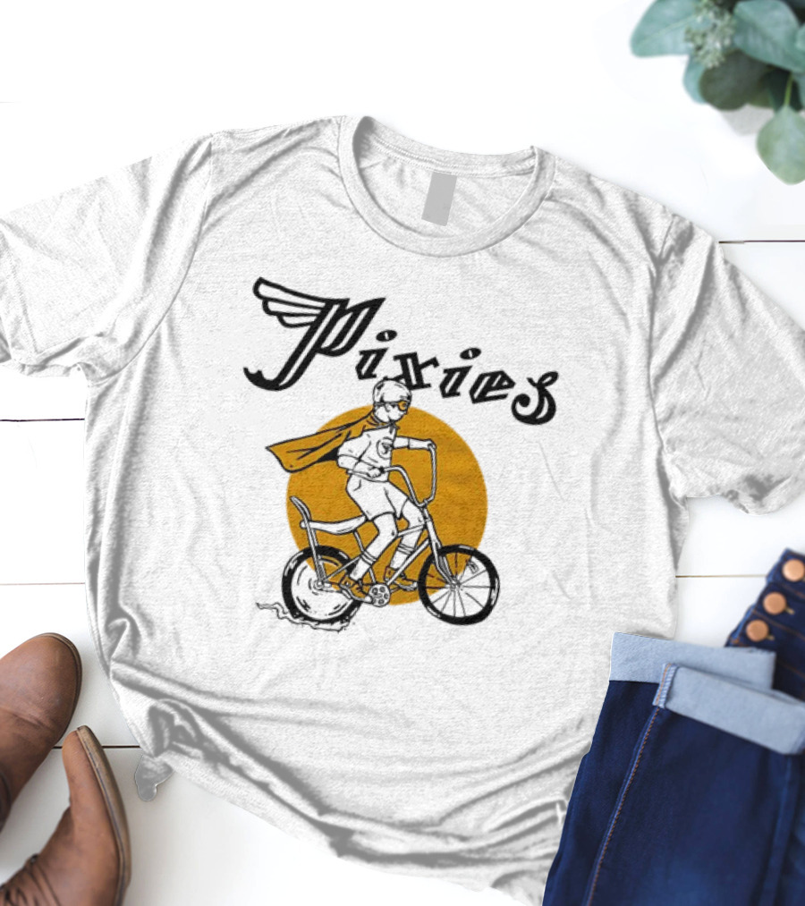 Pixies Retro Biking Superhero With Cape T-Shirt