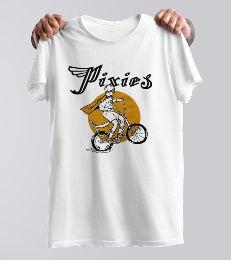 Pixies Retro Biking Superhero With Cape T-Shirt
