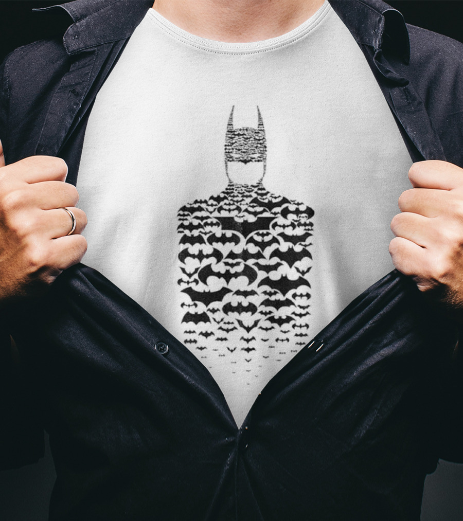Rising Batman Symbol Silhouette With Bats T-Shirt