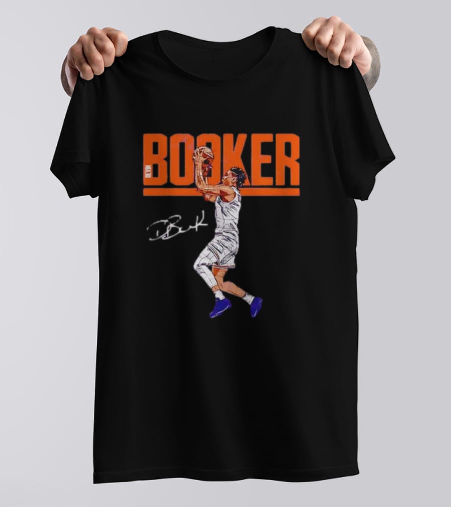 Booker Basketball Action With Signature T-Shirt