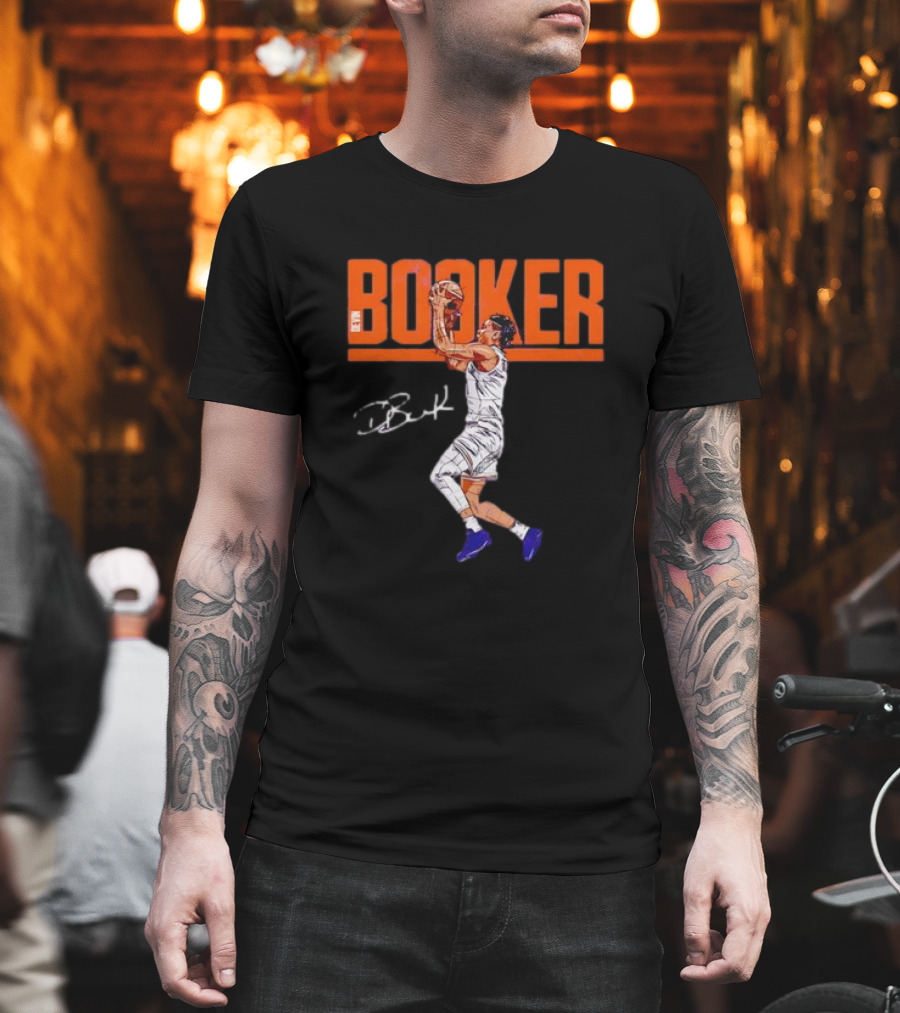 Booker Basketball Action With Signature T-Shirt