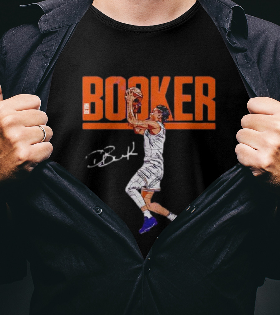 Booker Basketball Action With Signature T-Shirt