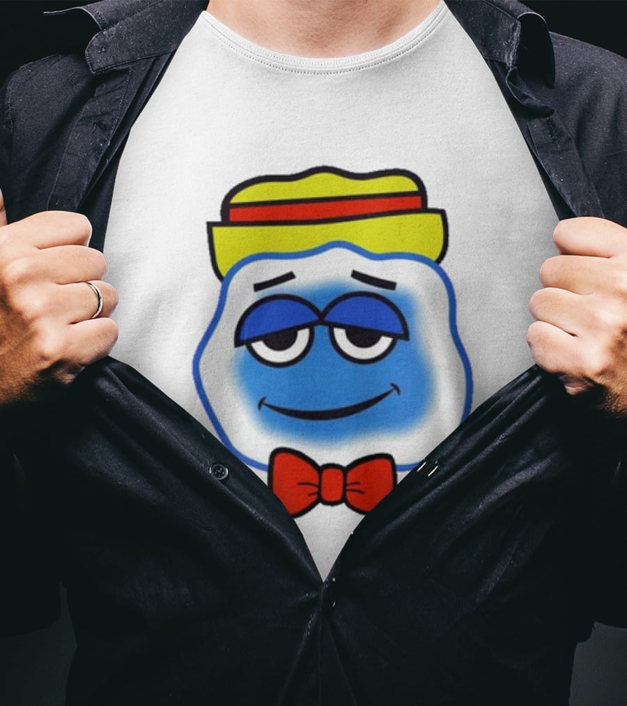 Blooo Ice Cartoon Face With Yellow Hat And Red Bowtie Cute T-Shirt
