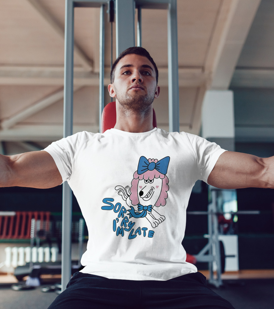 Lazy Oaf Sorry I’m Late Poodle With Pink And Blue Bow T-Shirt