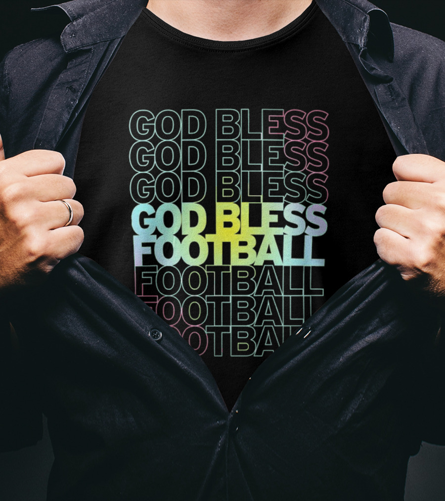 God Bless Football Echo Spectrum Repeated Text T-Shirt