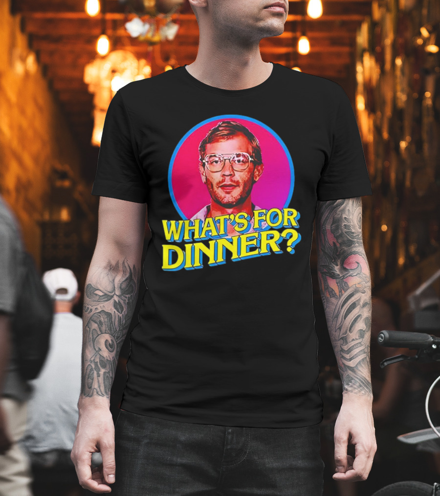 Jeffrey Dahmer What's For Dinner Retro Style Vintage Glasses Circle T-Shirt