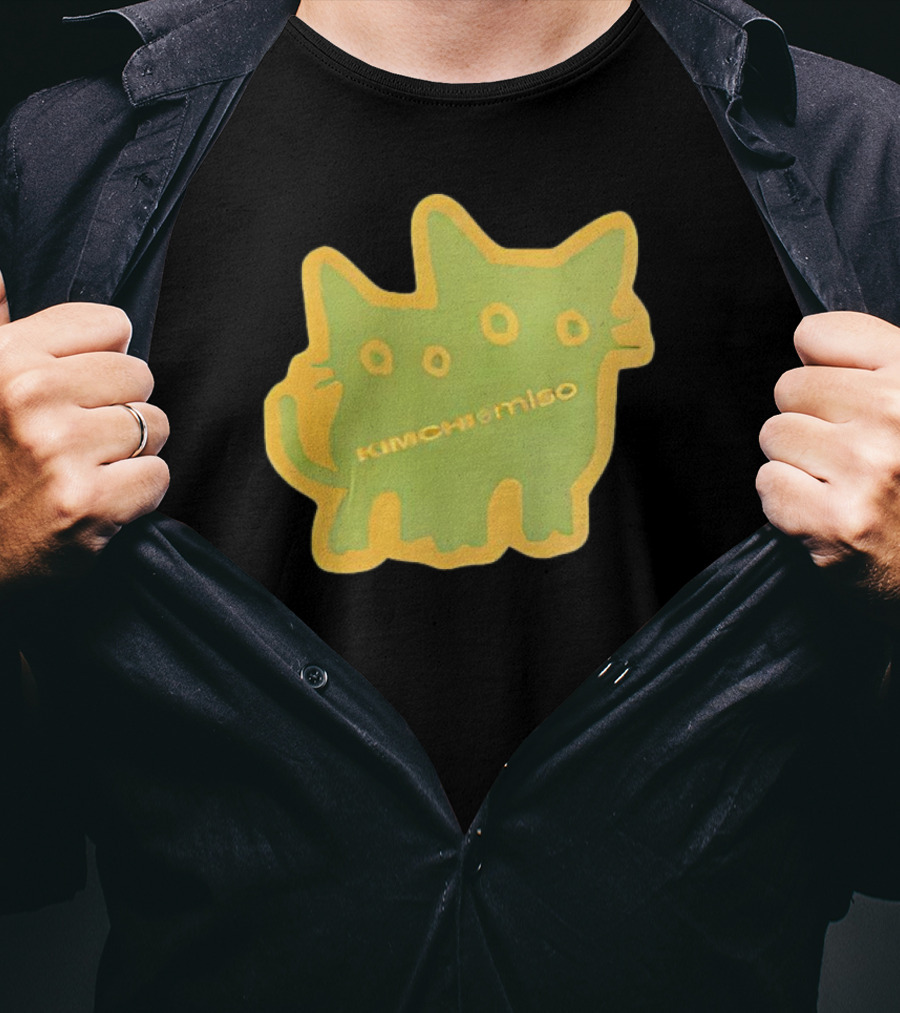 Kimchi And Miso Collection Twins Chenille Neon Cat Patch T-Shirt