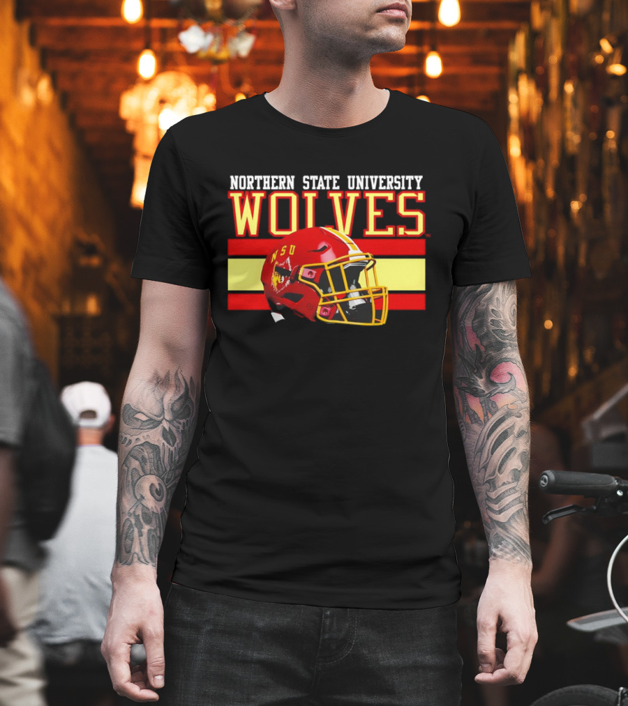 Northern State University Wolves NSU Football Helmet T-Shirt