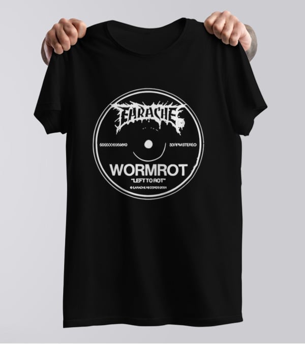 Earache Records Wormrot Left To Rot Vintage Vinyl Label T-Shirt