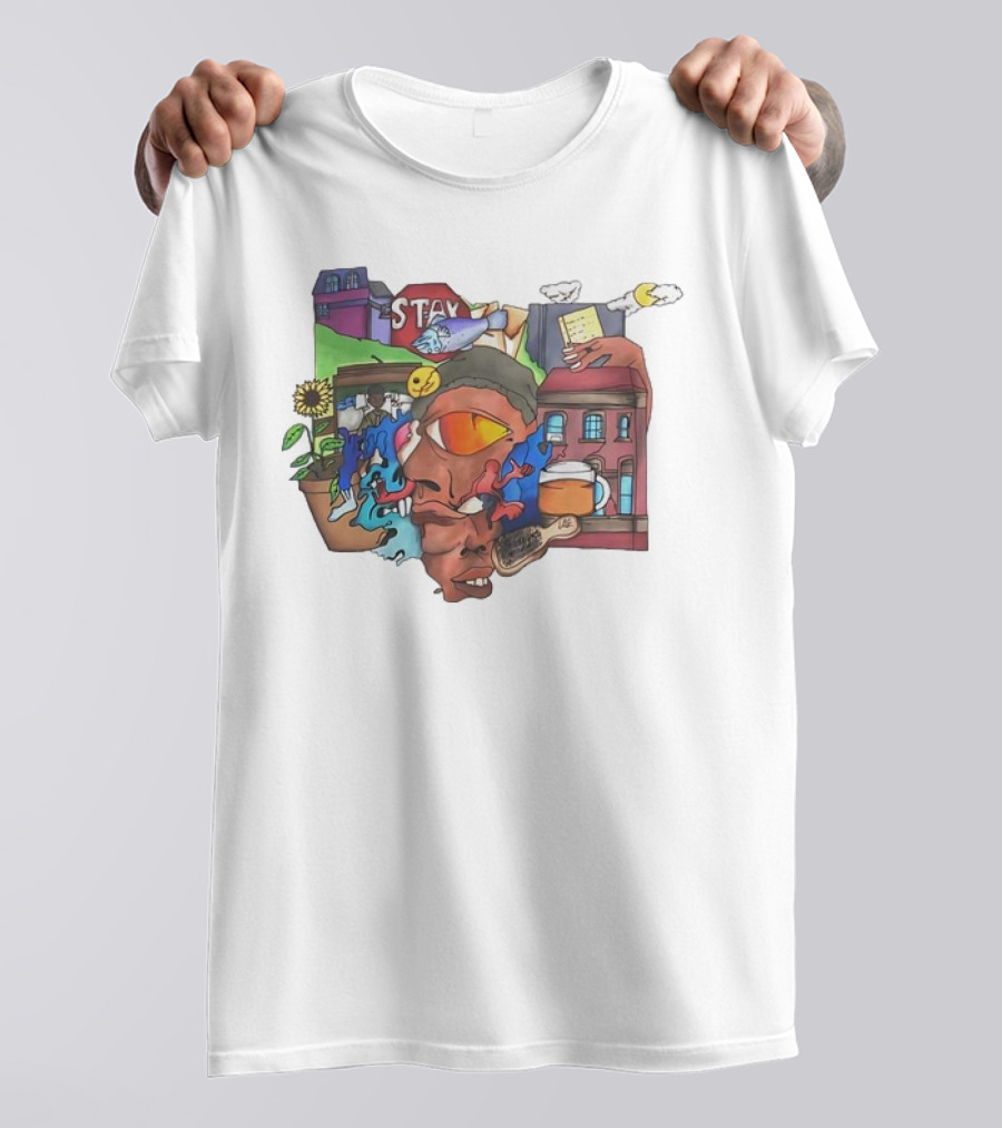 Stay Positive Bloom Thru The Pain With Urban Cityscape And Nature T-Shirt