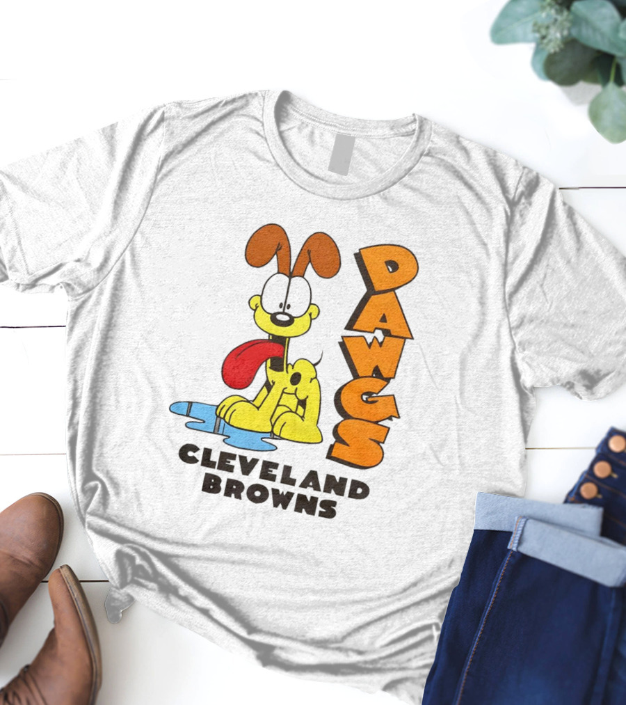 Dawgs Cleveland Browns Odie Garfield Cartoon T-Shirt