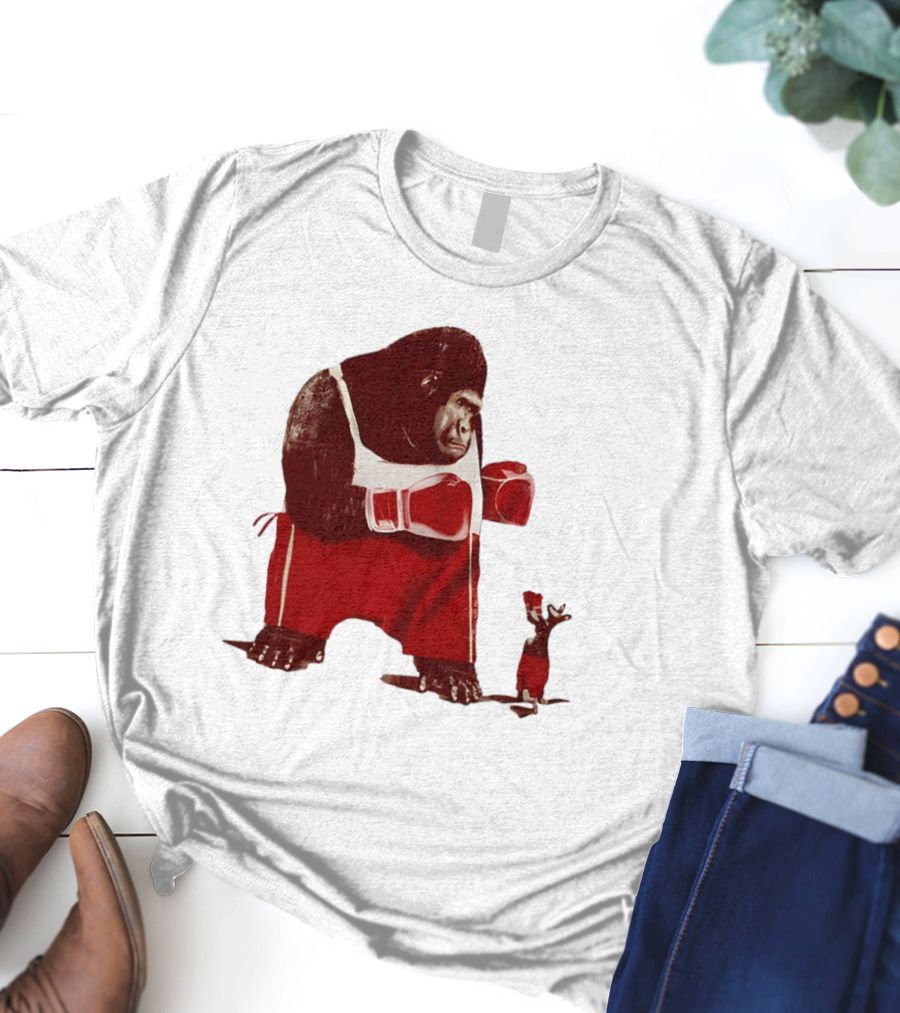 Gorilla Boxing Kangaroo Showdown In Red Boxing Gear T-Shirt