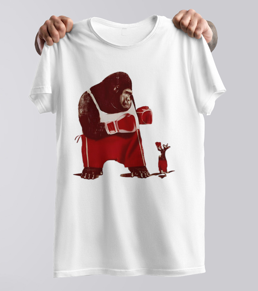 Gorilla Boxing Kangaroo Showdown In Red Boxing Gear T-Shirt