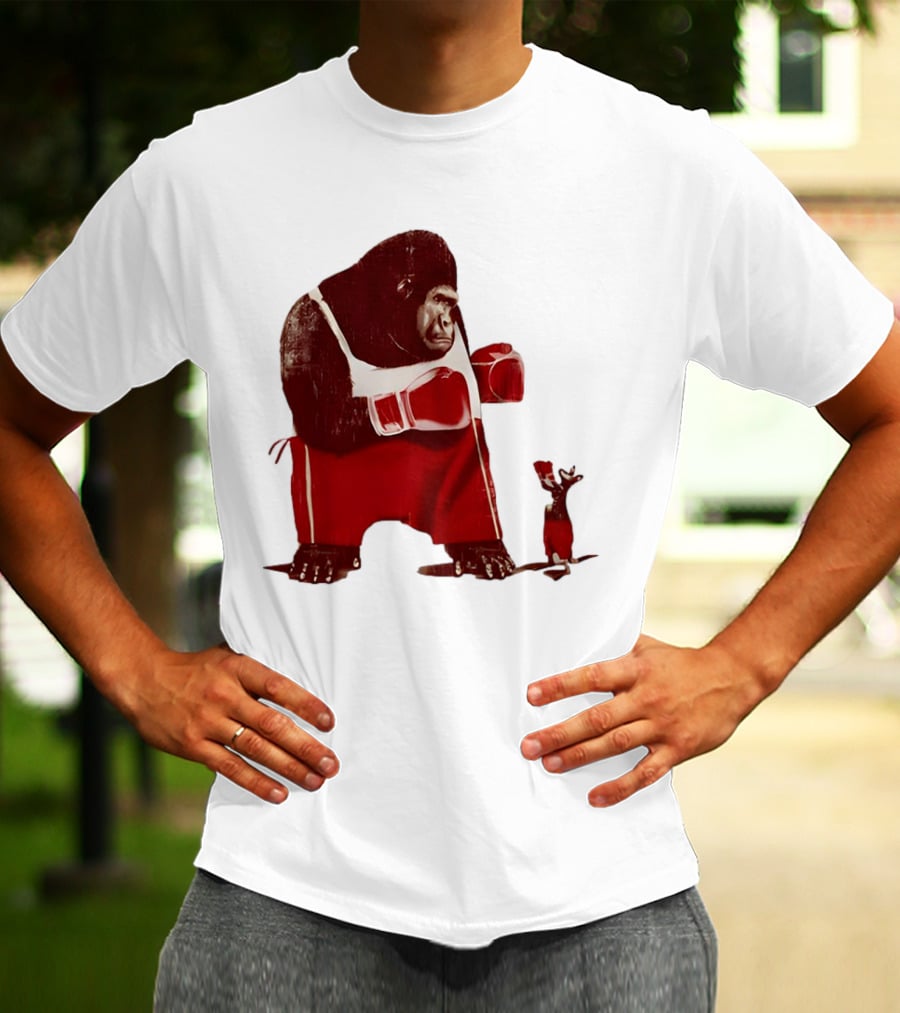 Gorilla Boxing Kangaroo Showdown In Red Boxing Gear T-Shirt