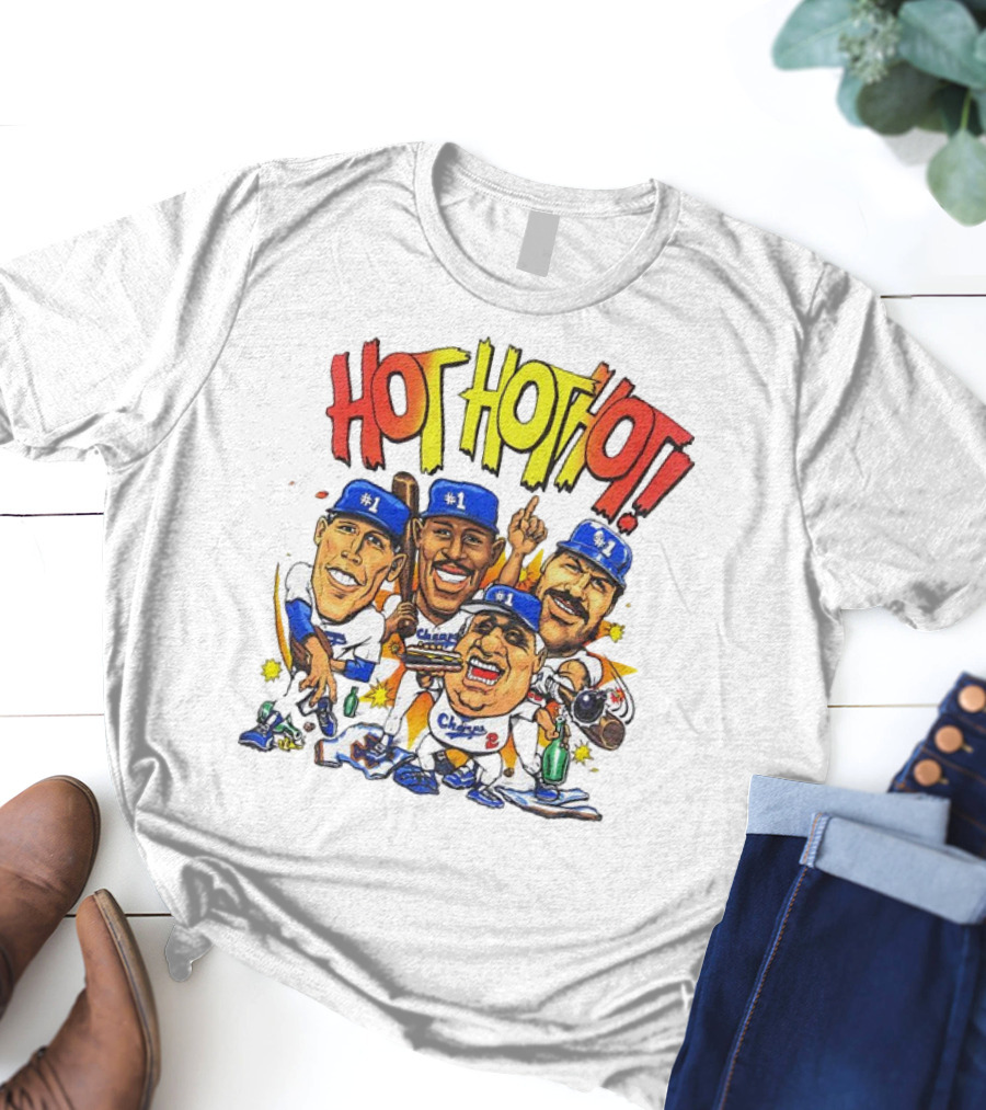 Los Angeles Dodgers Hot Hot Hot Caricature #1 Champs T-Shirt