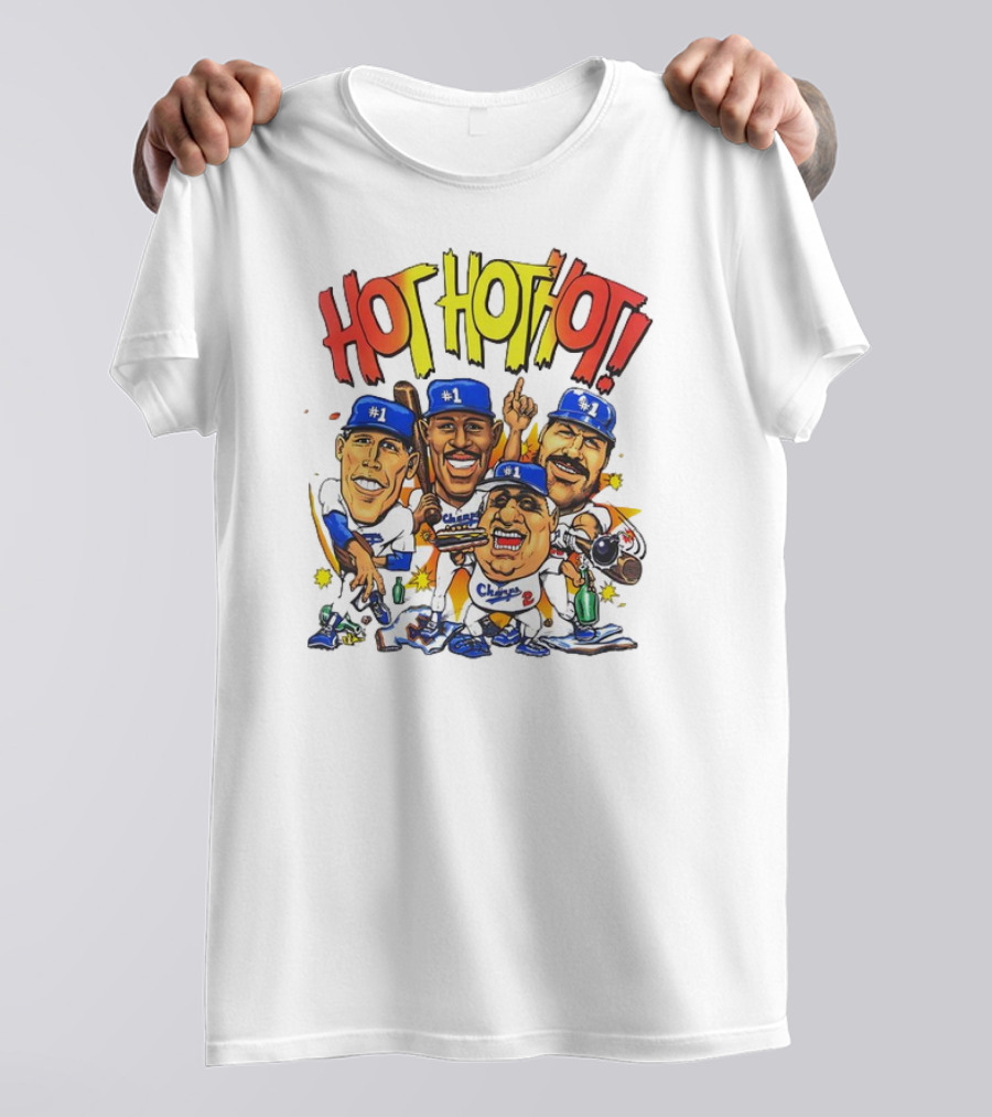 Los Angeles Dodgers Hot Hot Hot Caricature #1 Champs T-Shirt