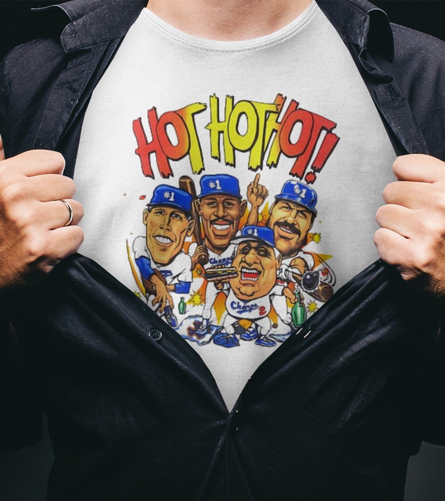 Los Angeles Dodgers Hot Hot Hot Caricature #1 Champs T-Shirt