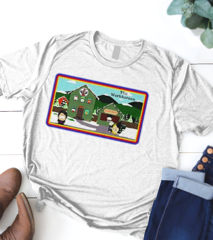 The Workhorses South Park Cartoon Snowy Neighborhood Scene T-Shirt