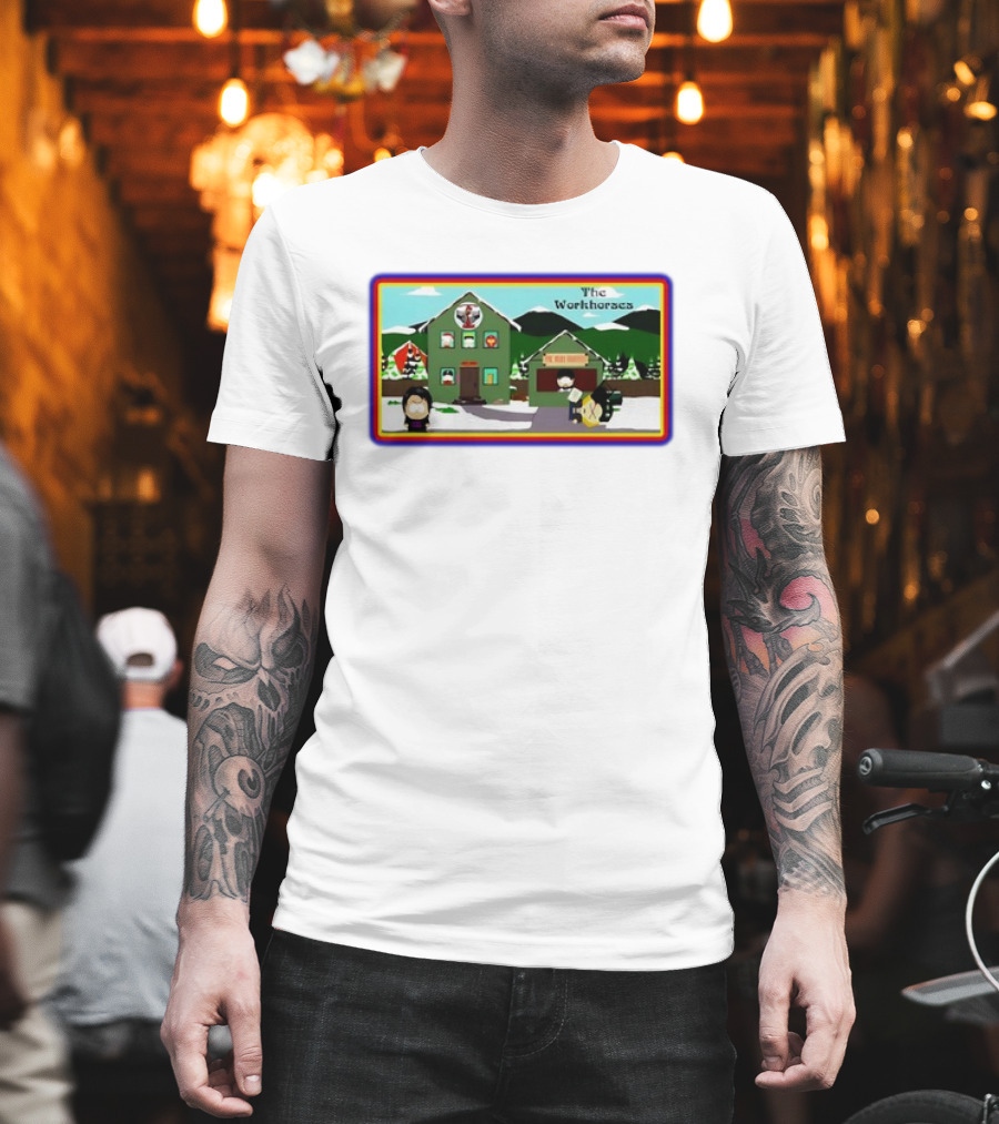 The Workhorses South Park Cartoon Snowy Neighborhood Scene T-Shirt