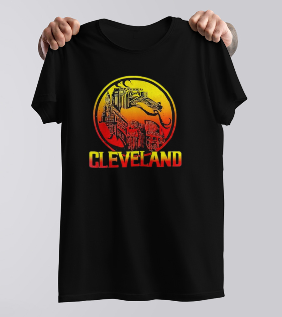 Mortal Cleveland Retro Dragon City Skyline T-Shirt