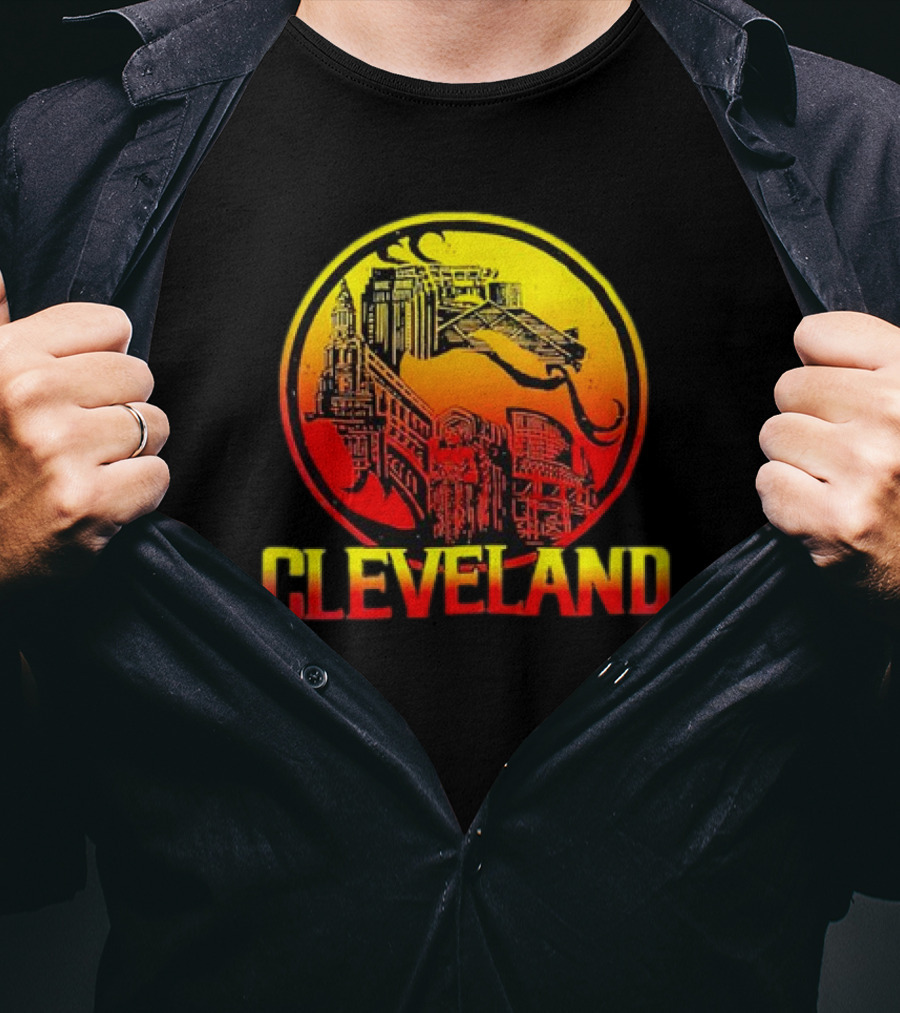 Mortal Cleveland Retro Dragon City Skyline T-Shirt
