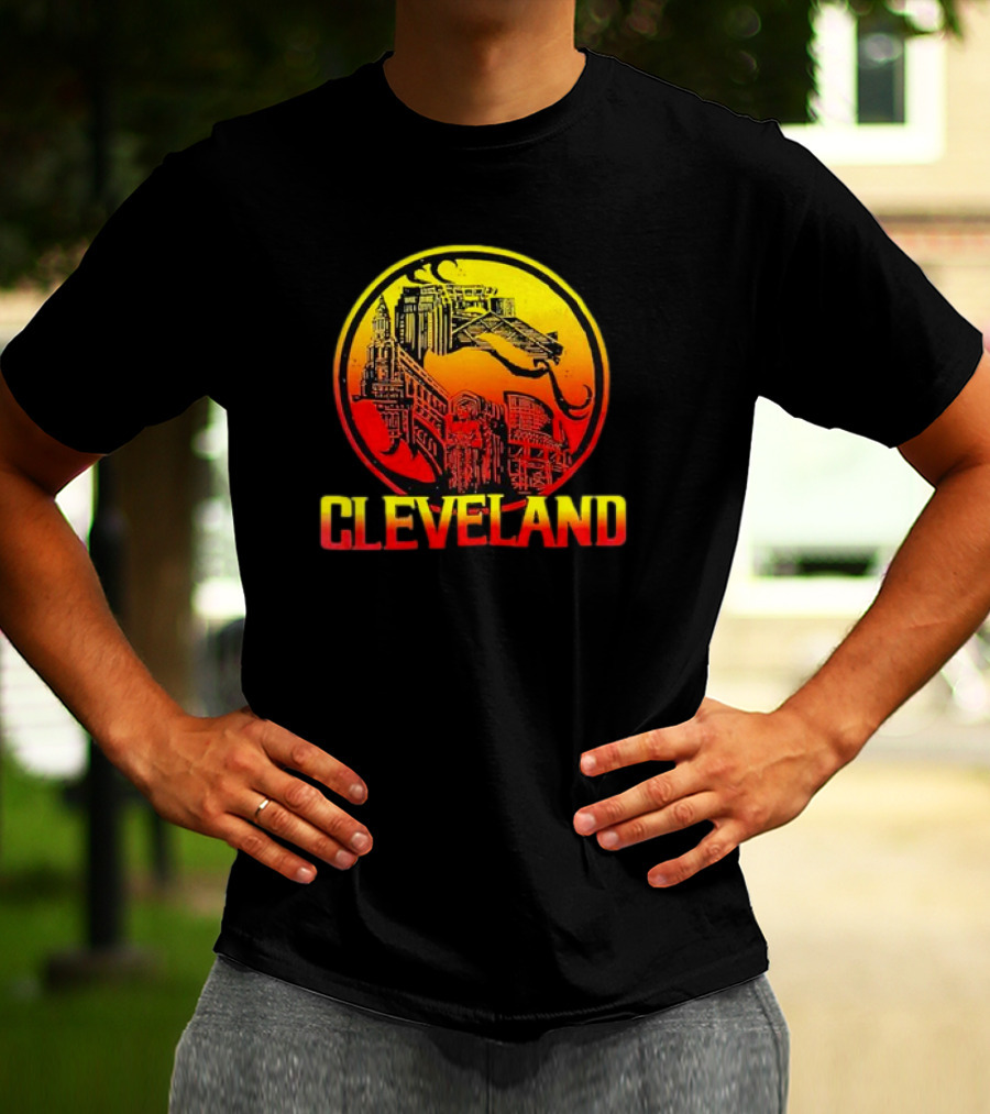 Mortal Cleveland Retro Dragon City Skyline T-Shirt