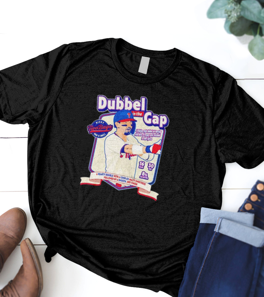 Dubbel In The Gap Nicky Two Bags Baseball Beer Label T-Shirt