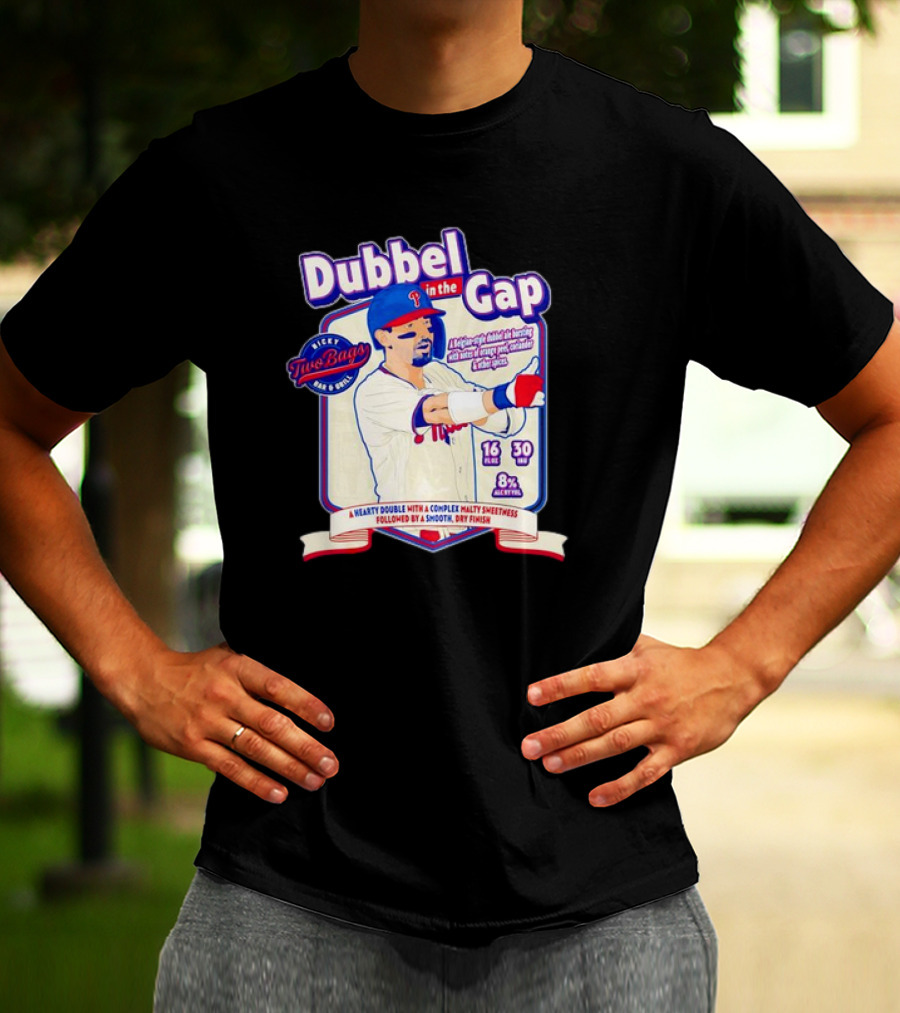Dubbel In The Gap Nicky Two Bags Baseball Beer Label T-Shirt