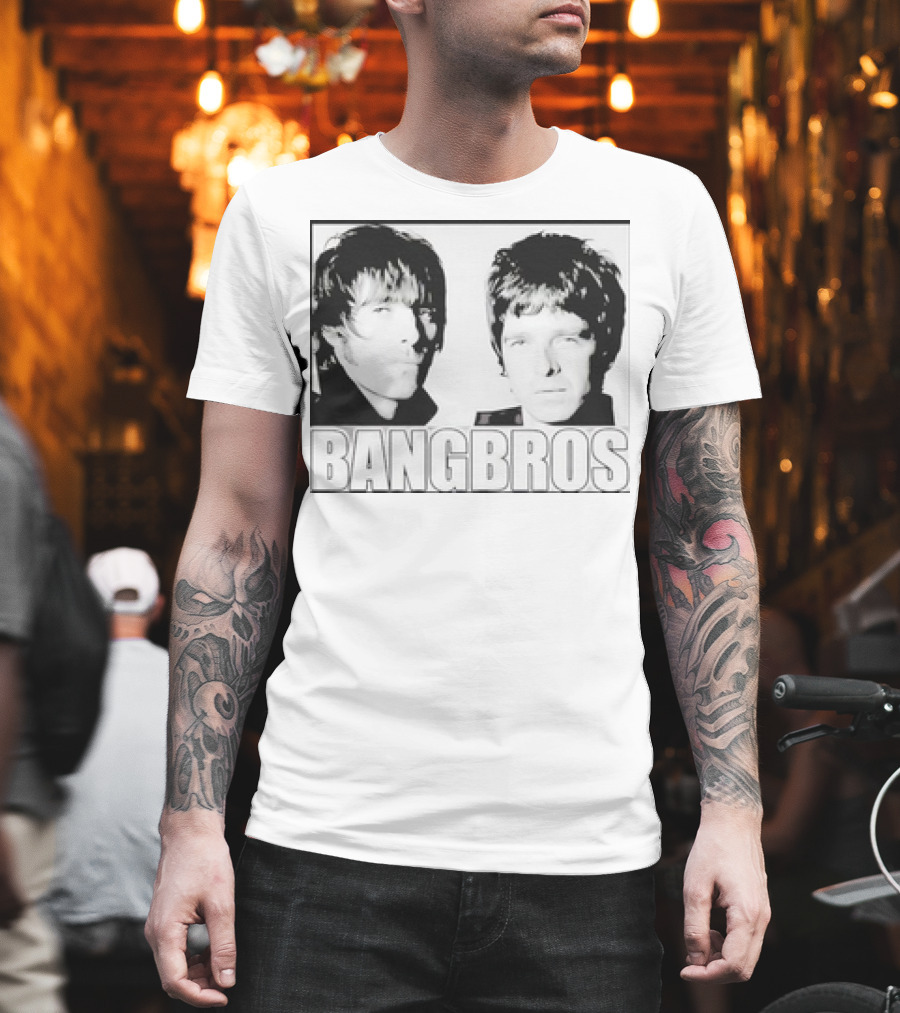 Bangbros Retro Picture Oasis Band Members Black And White Photo T-Shirt