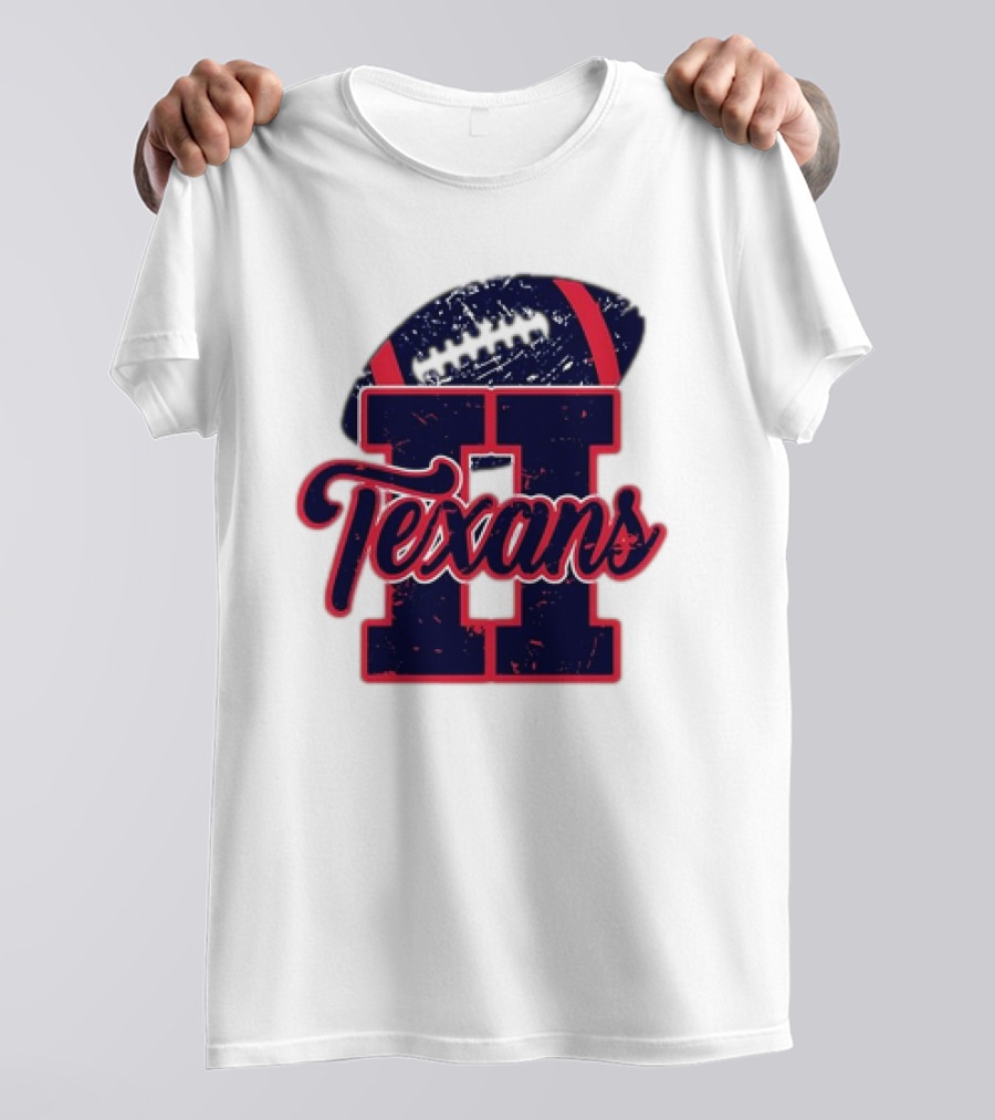 Retro Vintage Texans Football H Logo With Football T-Shirt