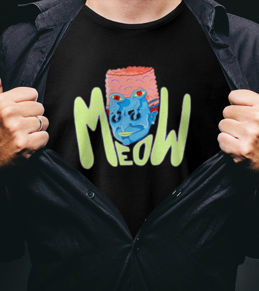 Meow Not Gary Snail Man Cartoon Multicolored Text And Unique Character T-Shirt